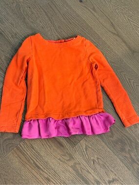 Crewcuts orange and pink long sleeve top with ruffle detail size 6/7